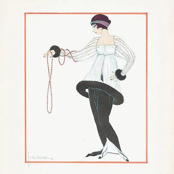 Gazette Du Bon Ton - Le Collier Nouveau, Robe Du Soir De Paul Poiret, Planche De Georges Lepape (N°1, 1914) 2