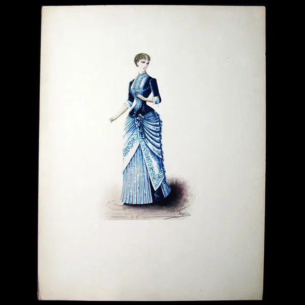 Ernest Leduc - Dessin D'une Robe Pour Une Maison De Couture (Circa 1860-1870) 1