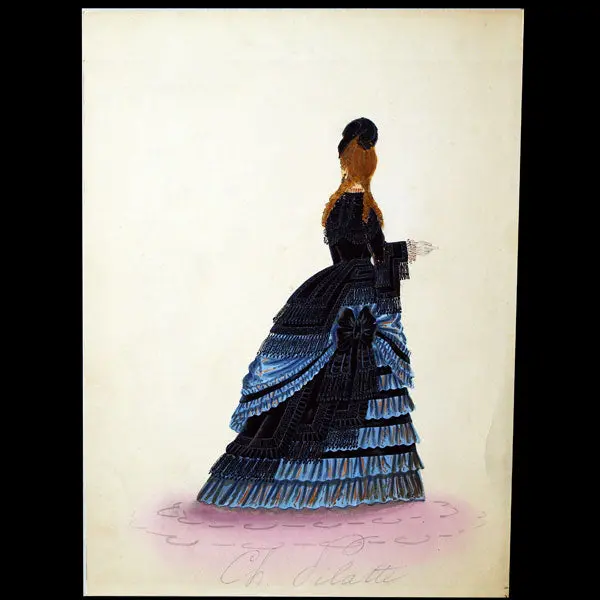 Dessin De Charles Pilatte Pour Les Maisons Worth Ou Ghys (Circa 1860-1870) 1