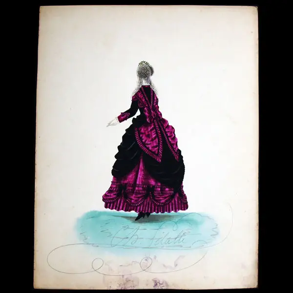 Dessin De Charles Pilatte Pour Les Maisons Worth Ou Ghys (Circa 1860-1870) 1