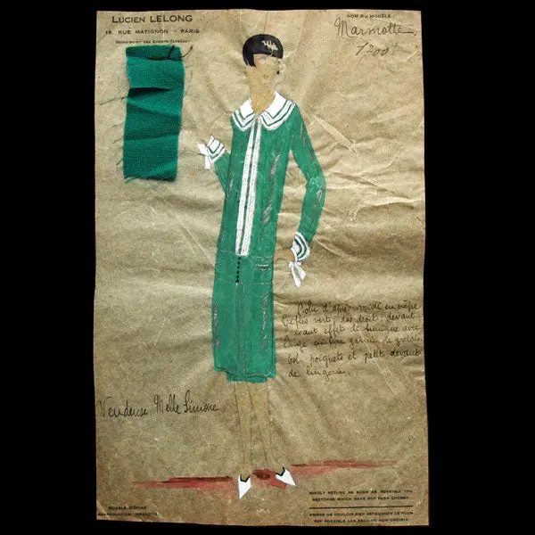 Dessin De La Maison Lucien Lelong, Modèle Marmotte (Circa 1925) 1