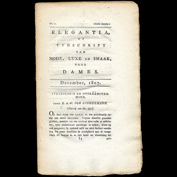 Elegantia, Of Tydschrift Van Mode, Luxe En Smaak Voor Dames - Livraison De Décembre 1807 1
