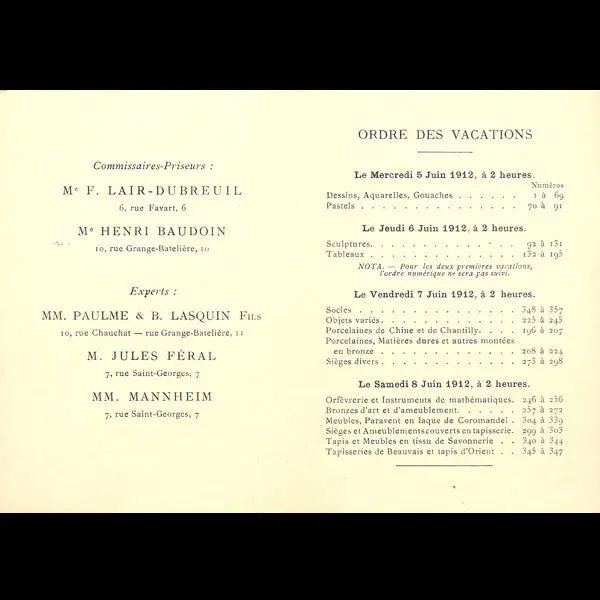 Carte D'entrée À L'exposition Particulière De La Collection Jacques Doucet (1912) 2