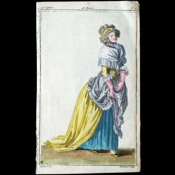 Copie D'époque Du Magasin Des Modes Nouvelles Françaises Et Anglaises, Planche 2, 20Ème Cahier - Dame Anglaise (30 Mai 1787) 2