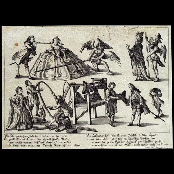Galla Kleid, Caricature Allemande Des Robes Amples Du Dix-Huitième Par Johann Martin Will (Circa 1780) 1