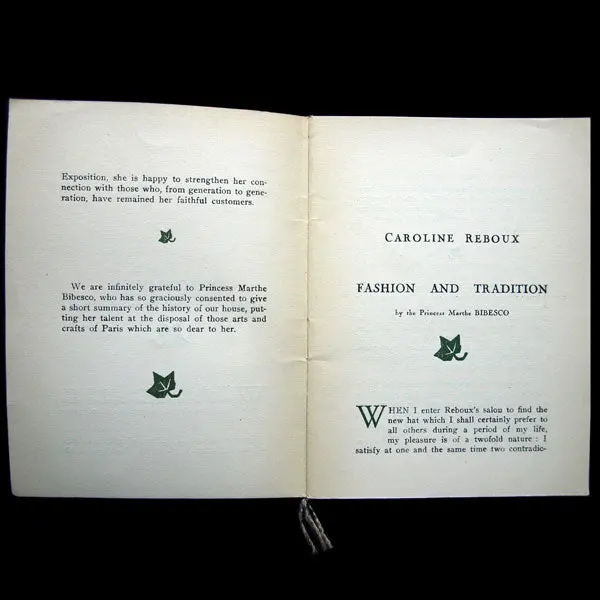 Caroline Reboux - La Mode Et La Tradition Par La Princesse Bibesco (1939) 2