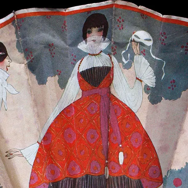 Georges Lepape - Les Soupirants, Éventail Illustré Pour Les Galeries Lafayette (Circa 1913) 2