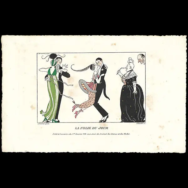 La Folie Du Jour, Planche De George Barbier Pour Le Journal Des Dames Et Des Modes, Costumes Parisiens (1914) 1