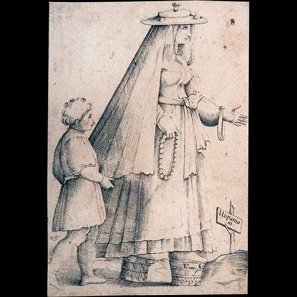 Bertelli - Omnium Fere Gentium Nostræ Ætatis Habitus, Nunquam Ante Hac Æditi, Costume D'espagnole D'après Enea Vico (1563-1569) 1