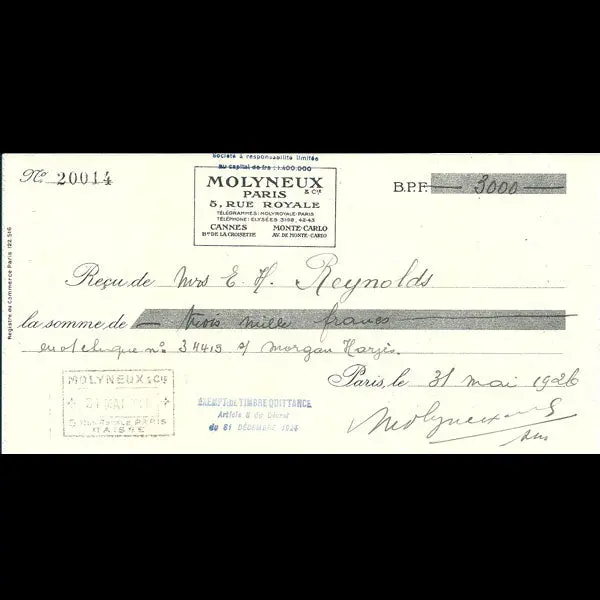 Reçu De Molyneux (1926) 1