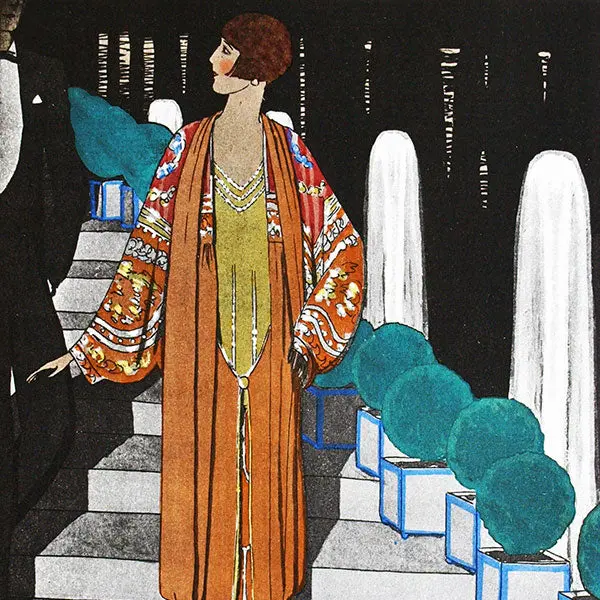 Gazette Du Bon Ton - Amour, Délices Et Orgues, Robe Et Manteau Du Soir De Paul Poiret, Planche D'andré Marty (N°8, 1924-1925) 2