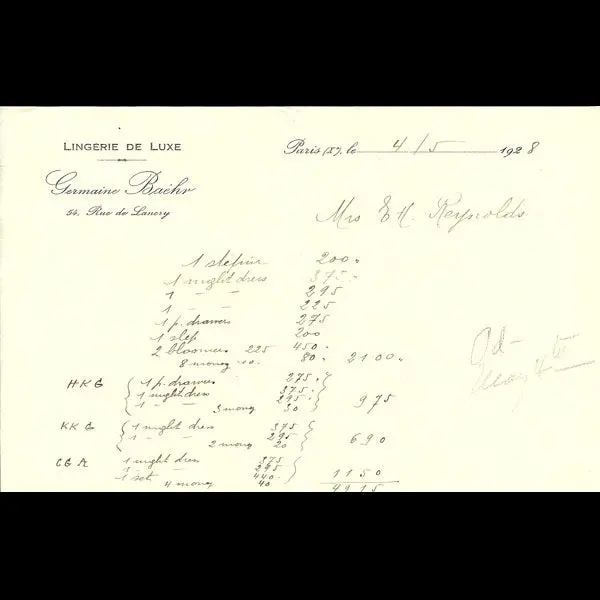 Facture De La Maison Germaine Baehr, 55 Rue De Lancry À Paris (1928) 1