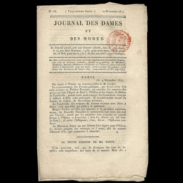 Le Journal Des Dames Et Des Modes, Costumes Parisiens, N°68, 10 Décembre 1817 1