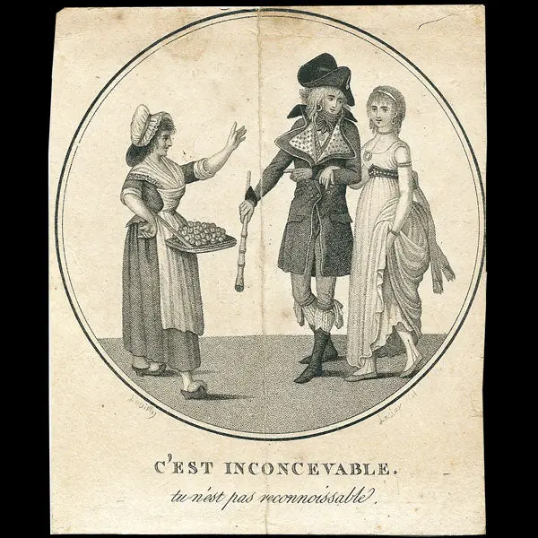 Incroyables Et Merveilleuses - C'est Inconcevable, Tu N'est Pas Reconnaissable, Gravure De Levilly (Circa 1797) 1