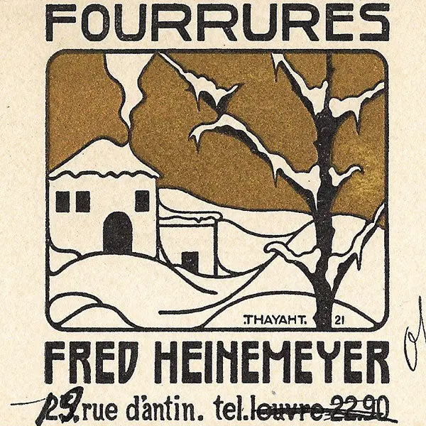Fred Heinemeyer - Carte De La Maison De Fourrures, Rue D'antin À Paris (Circa 1921) 2