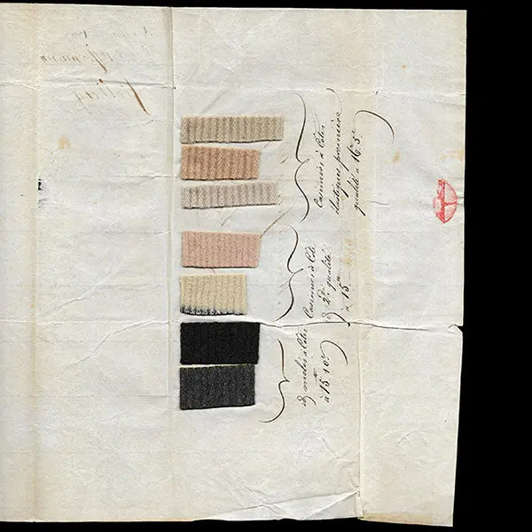 Serre Et Cie - Correspondance Avec Échantillons Adressée Au Négociant En Tissus Par Ossermann (1807) 2