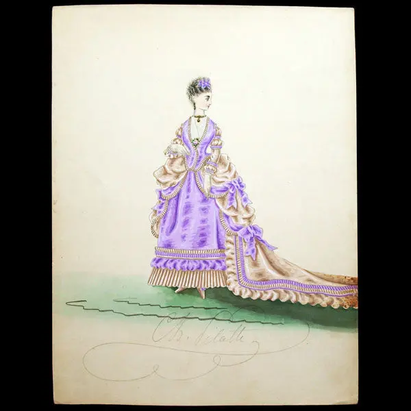 Dessin De Charles Pilatte Pour Les Maisons Worth Ou Ghys (Circa 1860-1870) 1