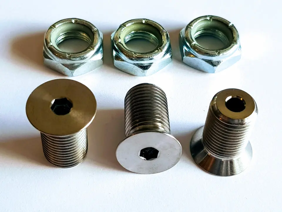 Bk Ti Components Titanium Red Devil L/F Brake Rotor Bolt Kit 3 Off 1/2 Unf Tapered Bolts 3 Off Nylocs 1