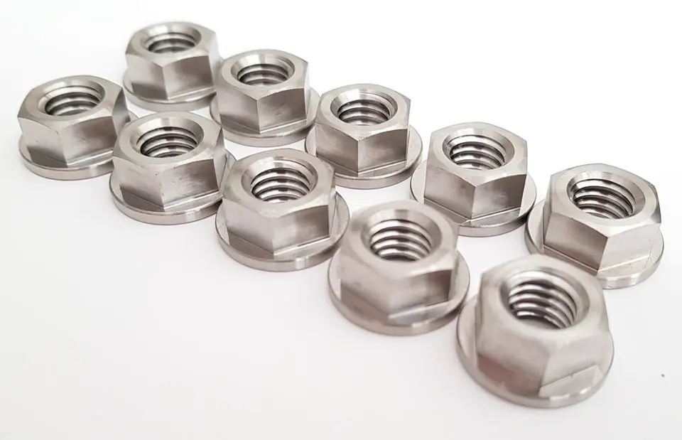 Bk Ti Components Titanium Front  Hub Nuts 10 Of 3/8 Unc Hex 9/16In 1