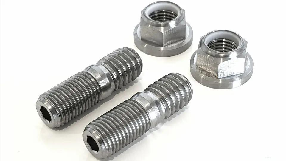 Bk Ti Components Titanium Adjustable Power Steer Pump Mounting Kit 2 X 3/8 Unf/Unc Studs X 1 1/4In 2 Of Titanium Nylocs Hex 1/2In 1