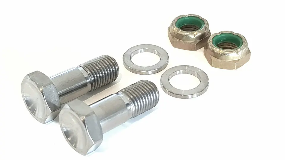 Bk Ti Components Titanium Front Motor Plate Bolt Kit 2 Of 3/8 Unf X 1In 2 Of Titanium Nylocs 2 Of Washers 1