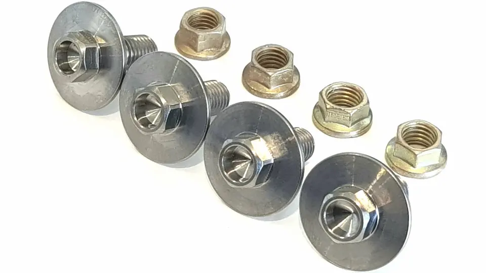 Bk Ti Components Titanium Front Wing Side Board Mount Bolt Kit 4 Of 1/4 Unf X .600In Lge Od Flange Reduced Hex 4 Of Jet Nuts 1
