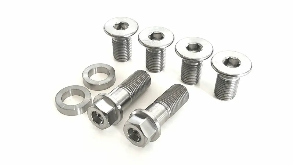 Bk Ti Components Titanium Rear Long Radius Rod Mount Kit 4 Off 1/2 Unf X 3/4 Tapered Allen Drive 2 Off 1/2Unf X 1 3/8  2 Off Heim Spacers 1