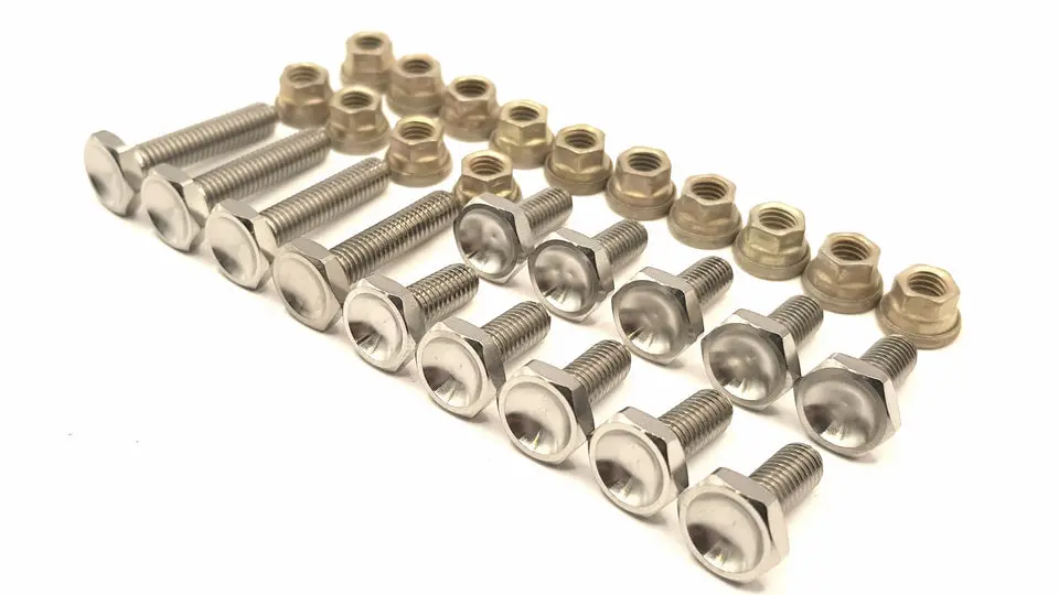 Bk Ti Components Titanium Floor Pan Bolt Kit 10 Of 10/32 X 1/2In 4 Of 10/32 Unf X 7/8In 14 Of Jet Nuts 1