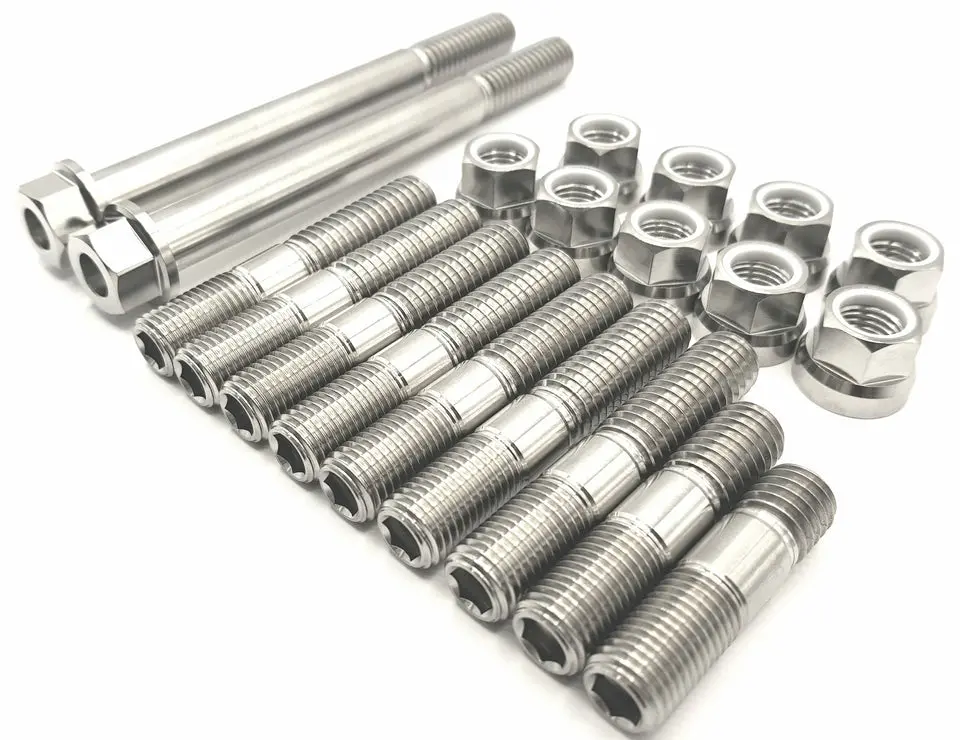 Bk Ti Components Titanium Dmi Side Hat Kit Suit Red Devil Inboard 7 Of 7/16 Unf/Unc X 2 1/4In Studs 1 Of 7/16 Unf/Unc X 1.7In 1 Of 7/16 Unf/Unc Stud X 1.95In 2 Of 7/16 Unc X 4 1/2In Hex 9/16In 9 Of 7/16 Unf Titanium Nylocs 1