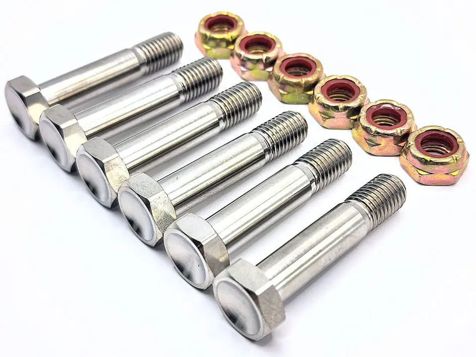 Bk Ti Components Titanium Wing Spud Pinch Bolts 6 Off 5/16 Unf X 1 1/2In 6 Off 5/16 Unf Metal Lock Nuts 1