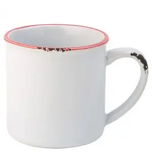 Mug Émaillé Blanc À Bordure Rouge Avebury 28 Cl 1