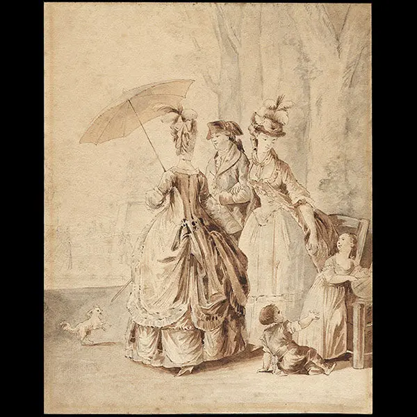 Moreau Le Jeune - Dessin De La Planche Le Rendez-Vous Pour Marly (1777) 1
