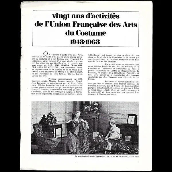 Ufac - Vingt Ans D'activités De L'union Française Des Arts Du Costume (1968) 2