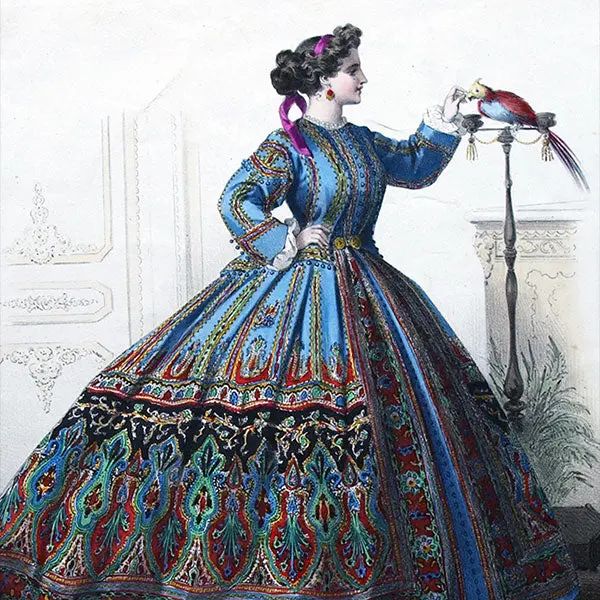 Modes De La Compagnie Lyonnaise - Robe De Chambre En Cachemire Broché (Circa 1865) 2