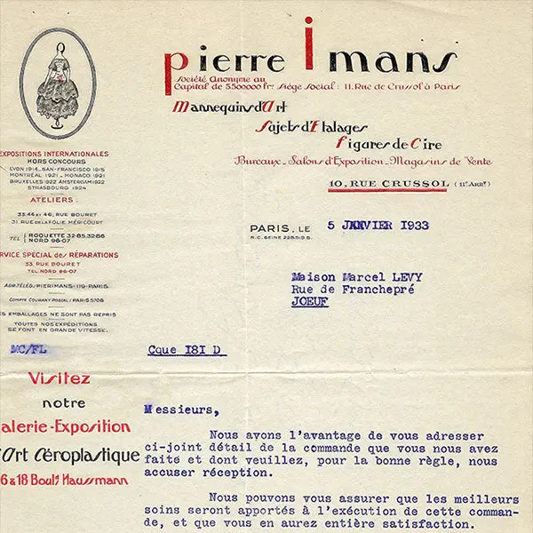 Pierre Imans - Facture, 10 Rue Crussol À Paris (1931) 2