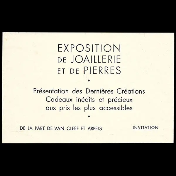 Van Cleef Et Arpels - Carton D'invitation À Une Exposition De Joaillerie Et De Pierres À Paris (Circa 1933) 1