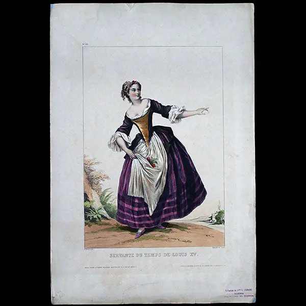 Achile Deveria - Costumes Historiques De Ville Ou De Théâtre, Planche N°113, Servante Du Temps De Louis Xv (1831) 1