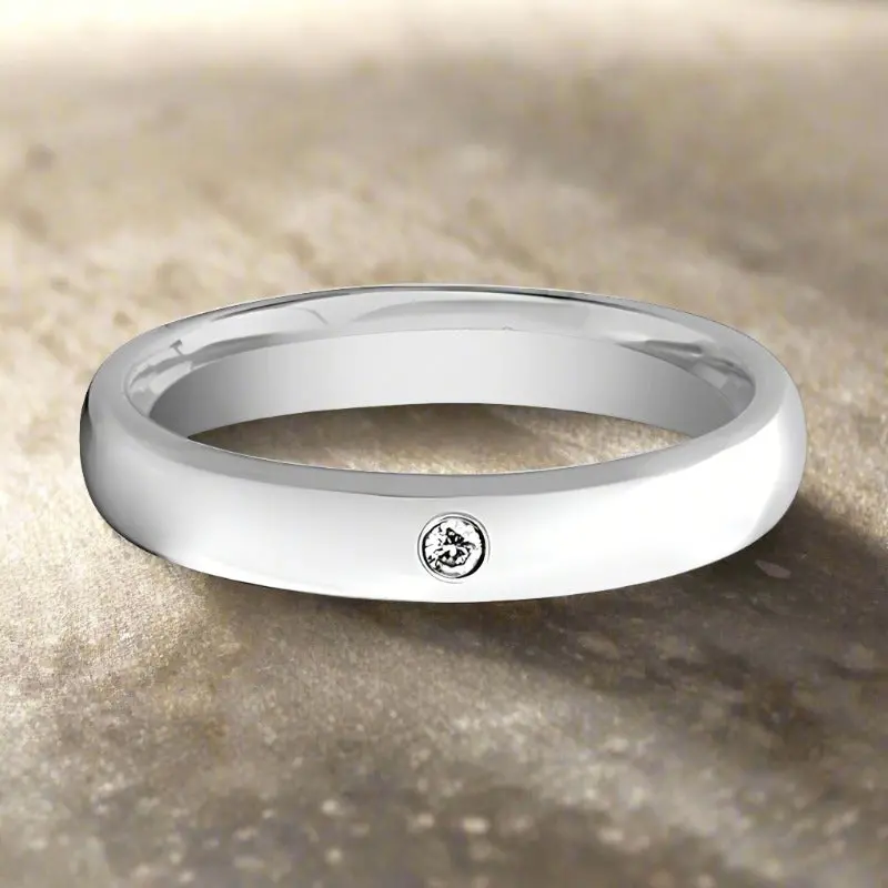 Gale | Womens Tungsten Ring, Diamond Setting, Domed 4
