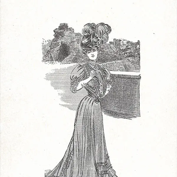 Aine-Montaillé - Elégante Devant Le Rocher De La Vierge De Biarritz Par Felix Fournery (1906) 2