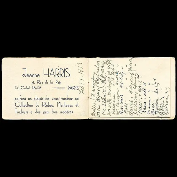 Carnet De La Maison Jeanne Harris, 4 Rue De La Paix À Paris (Circa 1930) 2