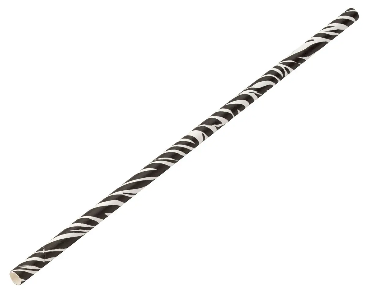 Pailles En Papier Motif Zèbre - 6 X 200 Mm - Boîte De 250 1