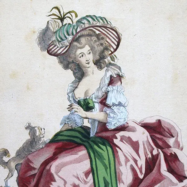 Gallerie Des Modes Et Costumes Français, 1778-1787, Gravure N° Vv 254, Dame En Sincère Et Fidèle Amie Par Watteau (1784) 2