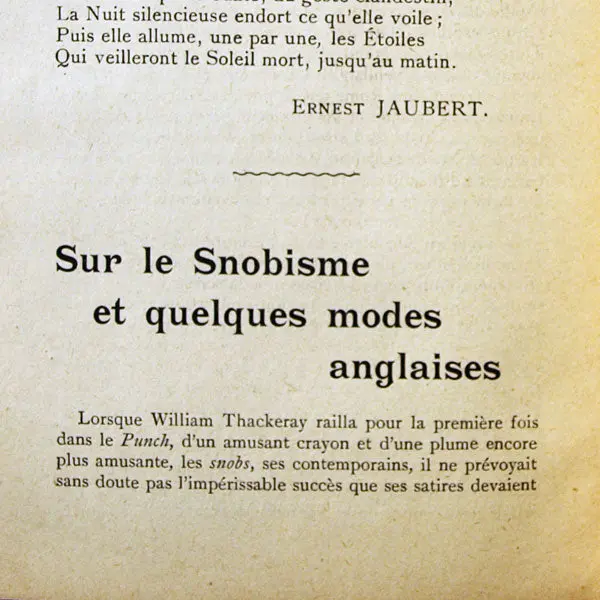Sur Le Snobisme Et Quelques Modes Anglaises (1901) 1