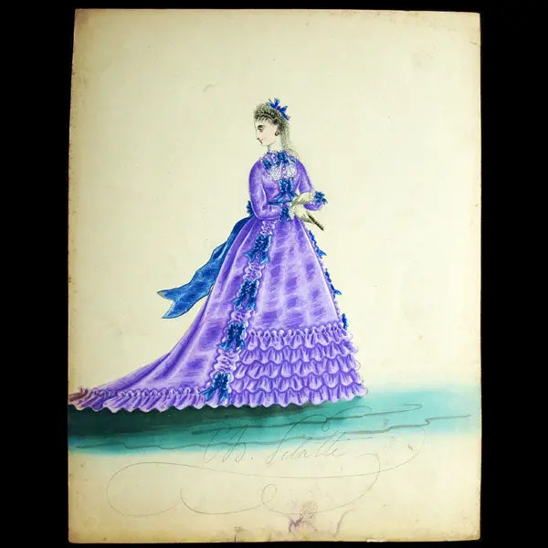 Dessin De Charles Pilatte Pour Les Maisons Worth Ou Ghys (Circa 1860-1870) 1