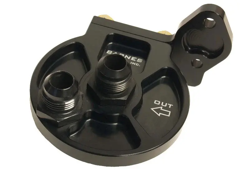 Barnes Jumbo Oil Filter Mount For Hp6 Filter, Sprintcar Mount With -12An Fittings 1