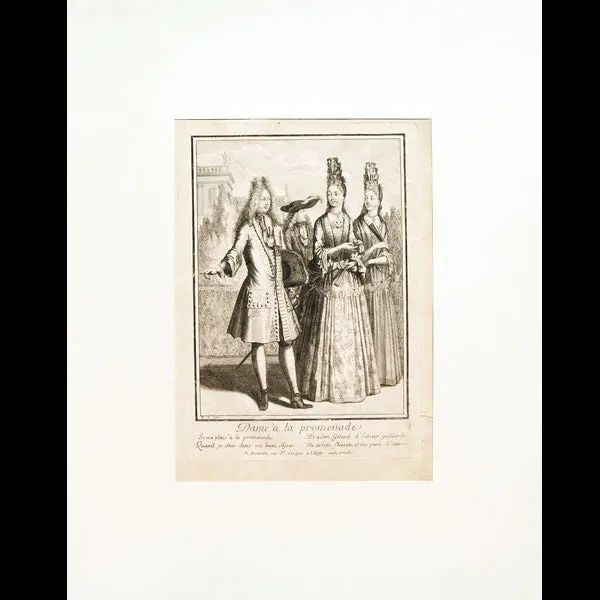 Dame À La Promenade, Gravure D'après Robert Bonnart (Circa 1692-1710) 1
