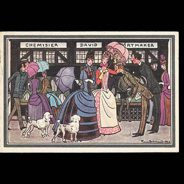 David - Carte Du Chemisier - Shirtmaker, 32 Avenue De L'opéra À Paris Illustrée Par Pierre Brissaud (Circa 1925) 1
