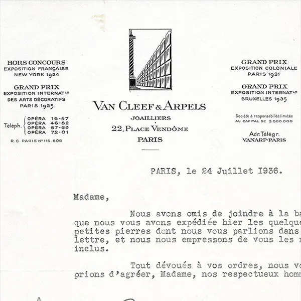 Van Cleef & Arpels - Correspondance Des Joailliers, 22 Place Vendôme À Paris (1936) 2