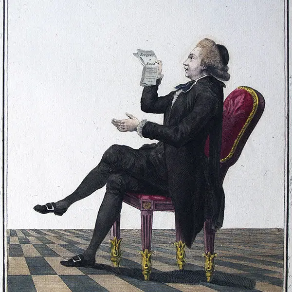 Gallerie Des Modes Et Costumes Français, 1778-1787, Gravure N° M 70, Abbé Galant Et Poète Lisant (1778) 2