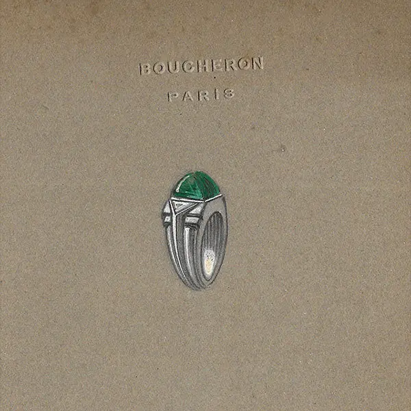 Boucheron - Bague À L'émeraude : Projet De Bijou (Circa 1940S) 2
